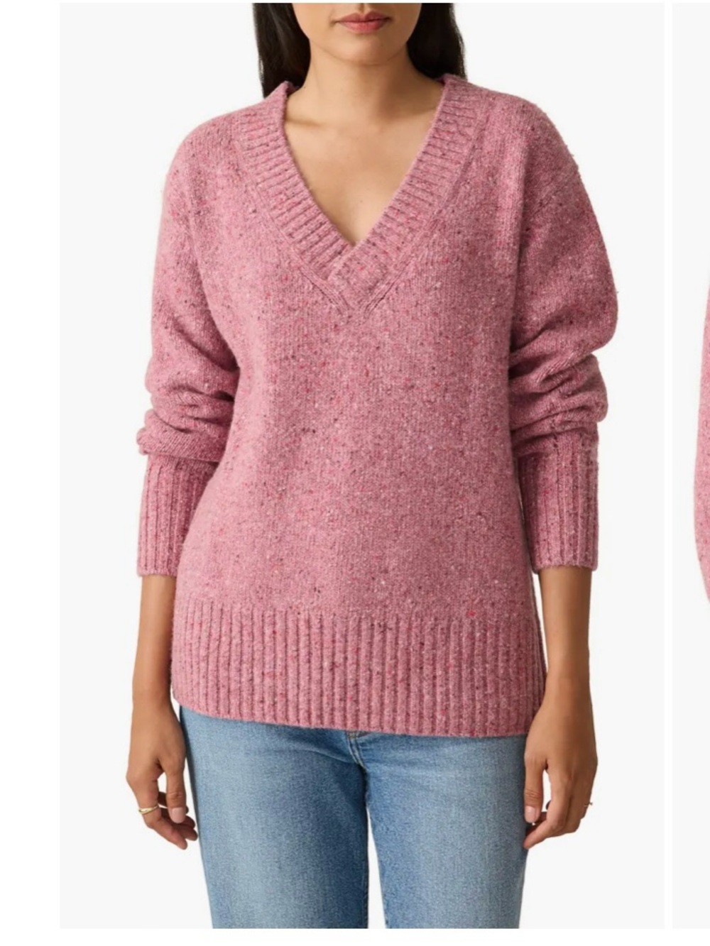 Faherty Driftwood Donegal Merino Wool Alpaca Sweater in Berry Shake Large - Picture 2 of 8